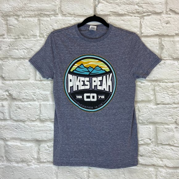 PIKES PEAK TShirt Small Souvenir Shirt Gray Graphic T Delta Ringspun Colorado - Picture 1 of 6